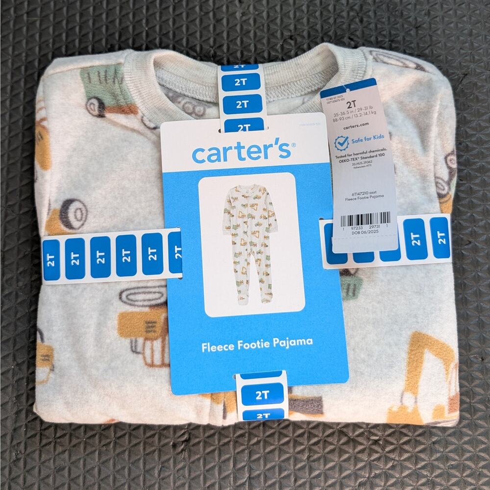 Carter's Fleece Full Zip Footie Pajamas, 2T, NWT